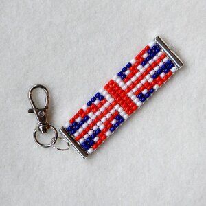 UK British Union Jack flag bead keychain, handmade